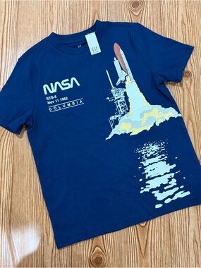 GAP Kids Navy Blue NASA Columbia Shuttle Graphic Tee NWT